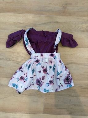 Baileys Blossom Baby Girls Purple Floral One-Piece Bodysuit with Skirt